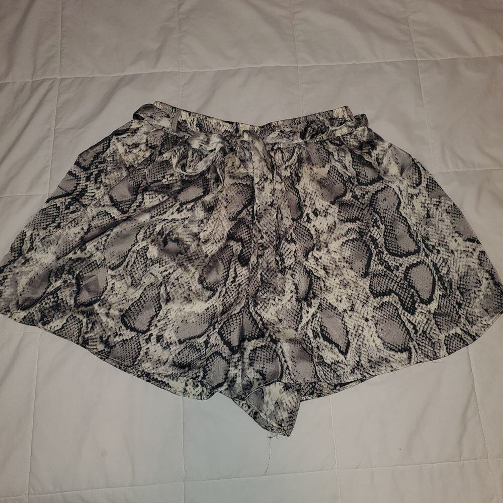 She and sky medium women's snakeskin print shorts with tie waist